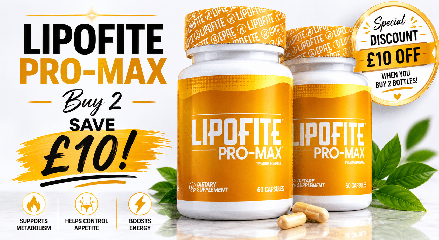 Buy 2 Bottles & Save £10 - Lipofite Pro - Max – Natural Weight Loss Support & Wellbeing - IDY V. FIT NATURALS