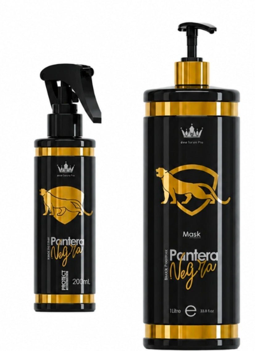 Pantera Negra Hair Mask 1L + Heat Protector Spray 200ml - Idy V. Fit Naturals