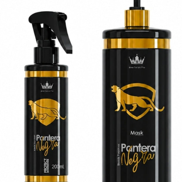 Pantera Negra Hair Mask 1L + Heat Protector Spray 200ml - Idy V. Fit Naturals